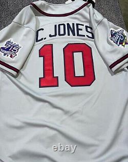 100% Authentic Chipper Jones Mitchell Ness 1999 Braves Jersey Size 44 LARGE