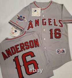 1630 Anaheim Angels GARRET ANDERSON 2002 World Series Baseball Jersey GRAY New