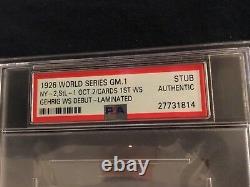 1926 World Series Ticket NY Yankees Lou Gehrig debut & 1st cardinals WS game g1
