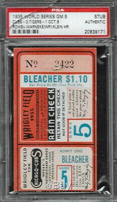 1935 World Series Ticket Stub Game 5 at Wrigley Field PSA AUTHENTIC