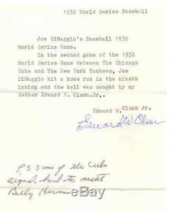 1938 JOE DIMAGGIO Game Used World Series Home Run Baseball Yankees MEARS LOA