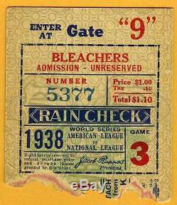 1938 World Series ticket stub New York Yankees Chicago Cubs Gm 3 Bill Dickey HR