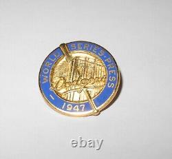 1947 Baseball New York Yankees World Series Press Pin Button HERFF JONES HJ