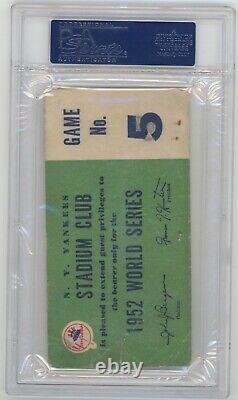1952 World Series Game 5 Ticket SIGNED Jackie Robinson Erskine PSA/DNA AUTO AUTH