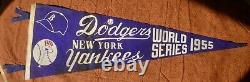 1955 Dodgers New York Yankees World Series Pennant from 3rd game original owner