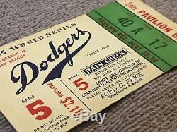 1955 MLB World Series Game 5 Brooklyn Dodgers vs Yankees Ticket Ebbetts Field