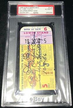 1956 WORLD SERIES GAME 5 TICKET Don Larsen SIGNED ONLY PERFECT GAME IN WS PSA