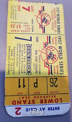 1957 World Series Game 7 Ticket Milwaukee Braves Clinch 2nd Ws Title