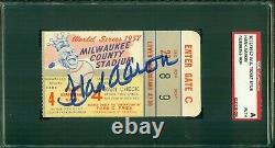1957 World Series Ticket Stub Signed/Autographed by Hank Aaron SGC Authentic