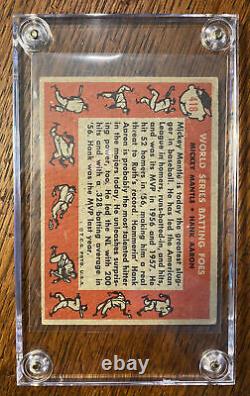 1958 Topps WORLD SERIES BATTING FOES, Mickey Mantle Hank-Aaron, card #418