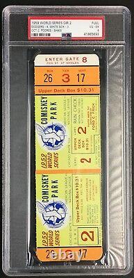 1959 World Series Baseball Ticket Game 2 Comiskey Park Dodgers vs White Sox PSA