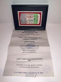 1960 New York Yankees World Series Baseball Ticket Stub Framed COA