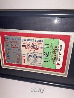 1960 New York Yankees World Series Baseball Ticket Stub Framed COA