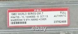 1960 World Series Full Ticket- Game 7 Mazeroski Pirates Yankees