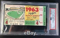 1963 World Series PSA Ticket Pass Koufax MVP Tops Ford/Mantle HR 15 NYY Dodgers