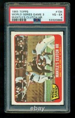 1965 Topps #134 Mickey Mantle's Clutch Home Run World Series Game 3 PSA 4