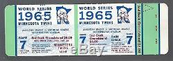 1965 World Series Los Angeles Dodgers @ Twins Unused Ticket Game #7 Koufax