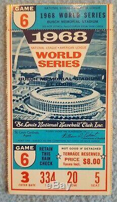 1968 World Series Ticket stub Game 6 Cardinals v Tigers Busch Stadium 334 McLain