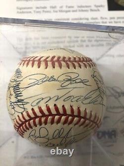 1975 Cincinnati Reds World Series Team Signed Baseball PSA DNA 28 Autos Rose +