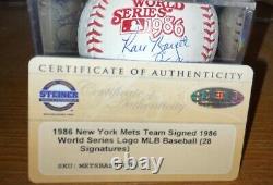 1986 New York Mets Team Signed World Series Baseball Steiner 28 Autos No Carter
