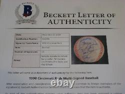 1990 Cincinnati REDS WORLD SERIES TEAM Signed Official NL Baseball Beckett LOA