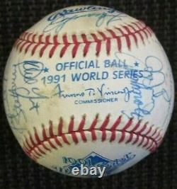 1991 Atlanta Braves Team Signed World Series Baseball Smoltz Jones Psa/dna Loa