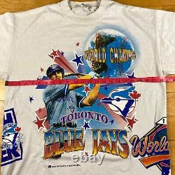1992 Vintage TORONTO BLUE JAYS Shirt BASEBALL Single Stitch ALL OVER PRINT og