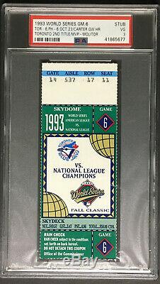 1993 World Series Baseball Ticket Game 6 Joe Carter Walk Off Winning Home Run