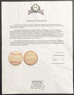 1995 Johnny Podres + Don Larsen Autographed World Series MLB Baseball Signed LOA