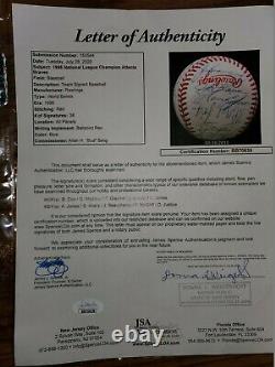 1996 Atlanta Braves team Signed OMLB World Series BASEBALL 38 SIGs. JSA
