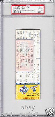 1998 New York Yankees vs Padres World Series Game 5 phantom ticket PSA graded 10