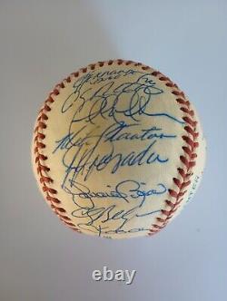 1999 New York Yankees Team Signed Baseball World Series line-up COA derek jeter