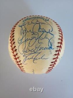 1999 New York Yankees Team Signed Baseball World Series line-up COA derek jeter