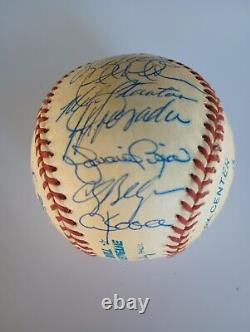 1999 New York Yankees Team Signed Baseball World Series line-up COA derek jeter