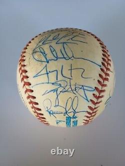 1999 New York Yankees Team Signed Baseball World Series line-up COA derek jeter