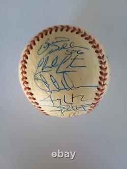 1999 New York Yankees Team Signed Baseball World Series line-up COA derek jeter