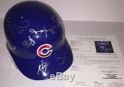 2016 Chicago Cubs Team Signed World Series Baseball Helmet F/s Kris Bryant Jsa