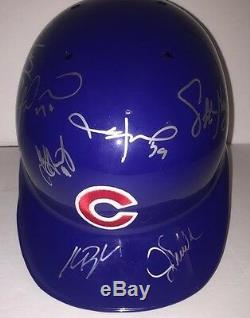 2016 Chicago Cubs Team Signed World Series Baseball Helmet F/s Kris Bryant Jsa