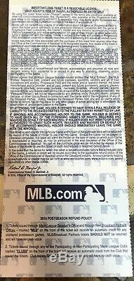 2016 Chicago Cubs vs Cleveland Indians World Series Full Ticket Stub Game 6