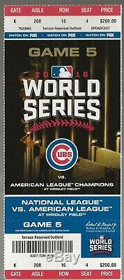 2016 World Series Game 5 Ticket Wrigley Field Chicago Cubs 1st WS Win