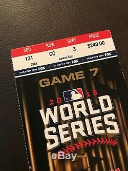 2016 World Series Ticket Stub Game 7 Cubs vs Indians
