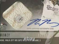 2018 Topps Now 942A Max Muncy World Series Game Used Base Relic Auto Dodgers