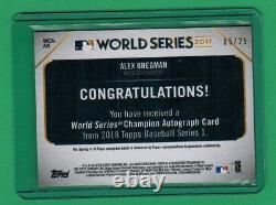 2018 Topps Series 1 Alex Bregman Auto World Series Red Parallel 5/25 Astros