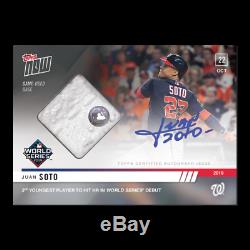 2019 Topps Now #1038A Juan Soto World Series On Card Auto Base Nationals /99