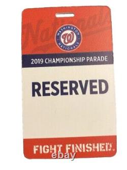 2019 Washington Nationals World Series Parade VIP Pass Exclusive Memorabilia