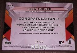 2020 Topps Series 1 Trea Turner World Series Champion Relic Jersey Patch # 24/25