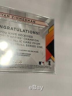 2020 Topps World Series Champion Ryan Zimmerman Auto #d 13/35 SSP GAME USED