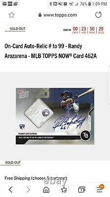 2020 World Series GAME USED Base Dodgers Auto #99 Randy Arozarena TOPPS NOW 462A