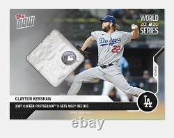 2020 World Series Game Used Base Relic # 64/99 Clayton Kershaw Card 472A Dodgers
