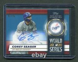 2021 Topps Series 1 RED World Series Champion Corey Seager Auto Dodgers /25